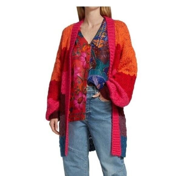 Farm Rio Women’s Striped Multi Cardigan - Size Medium - Picture 1 of 7